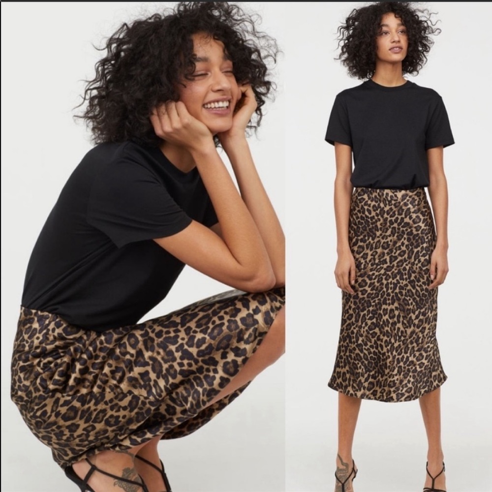 H&M leopard midi skirt